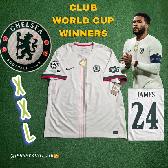 Nike Chelsea FC Reece James #24 2025/2026 Away Jersey CWC UCL Patches New XXL